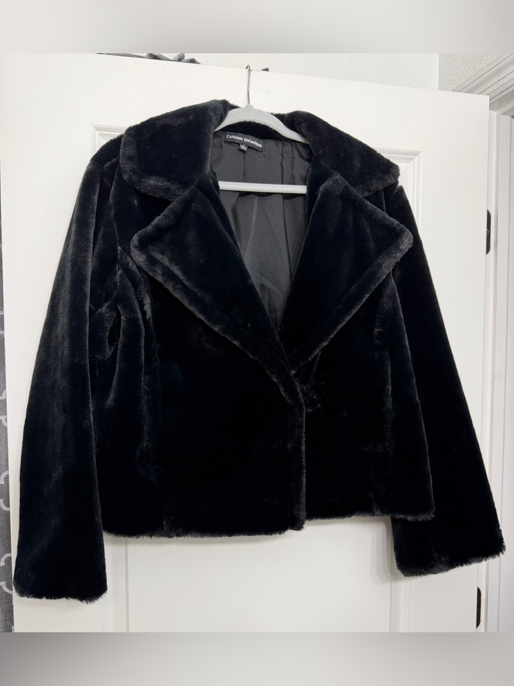 Catherine Malandrino Black Faux Fur Short Jacket